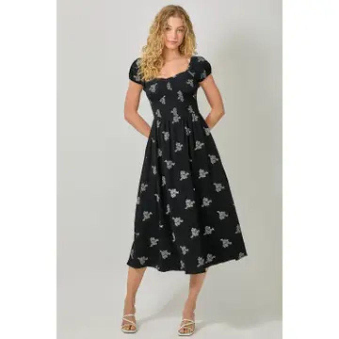 Embroidery Double Gauze Dress - 60939 - Black