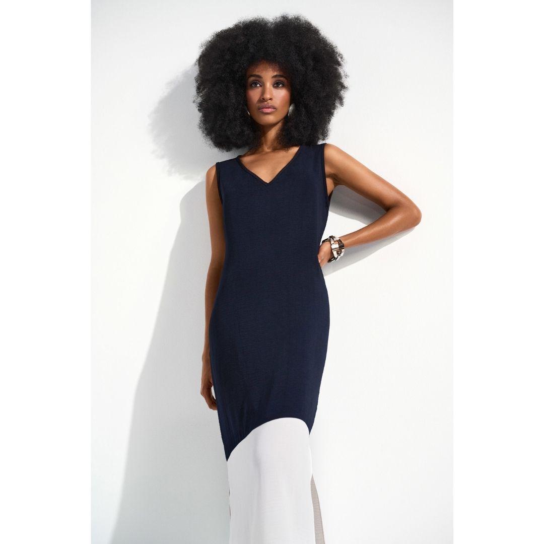 Gauze Color Block Straight Dress - 252030 - Midnight Vanilla