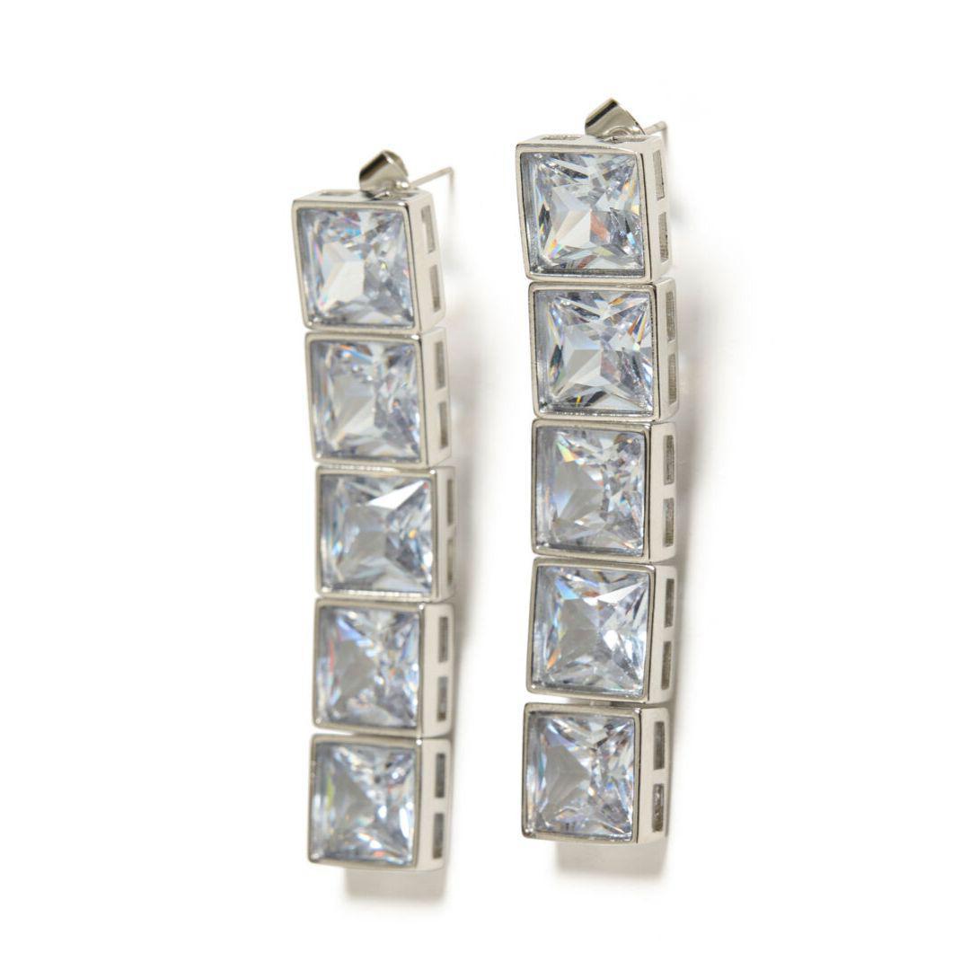 Sevan Square Rhinestone Drop Earrings