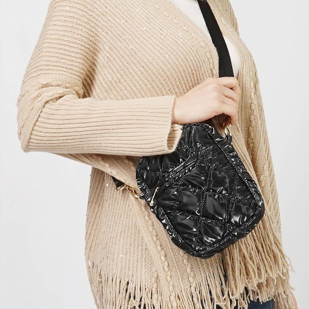 Glossy Puffy Mini Crossbody Bag - 27-EBG10714