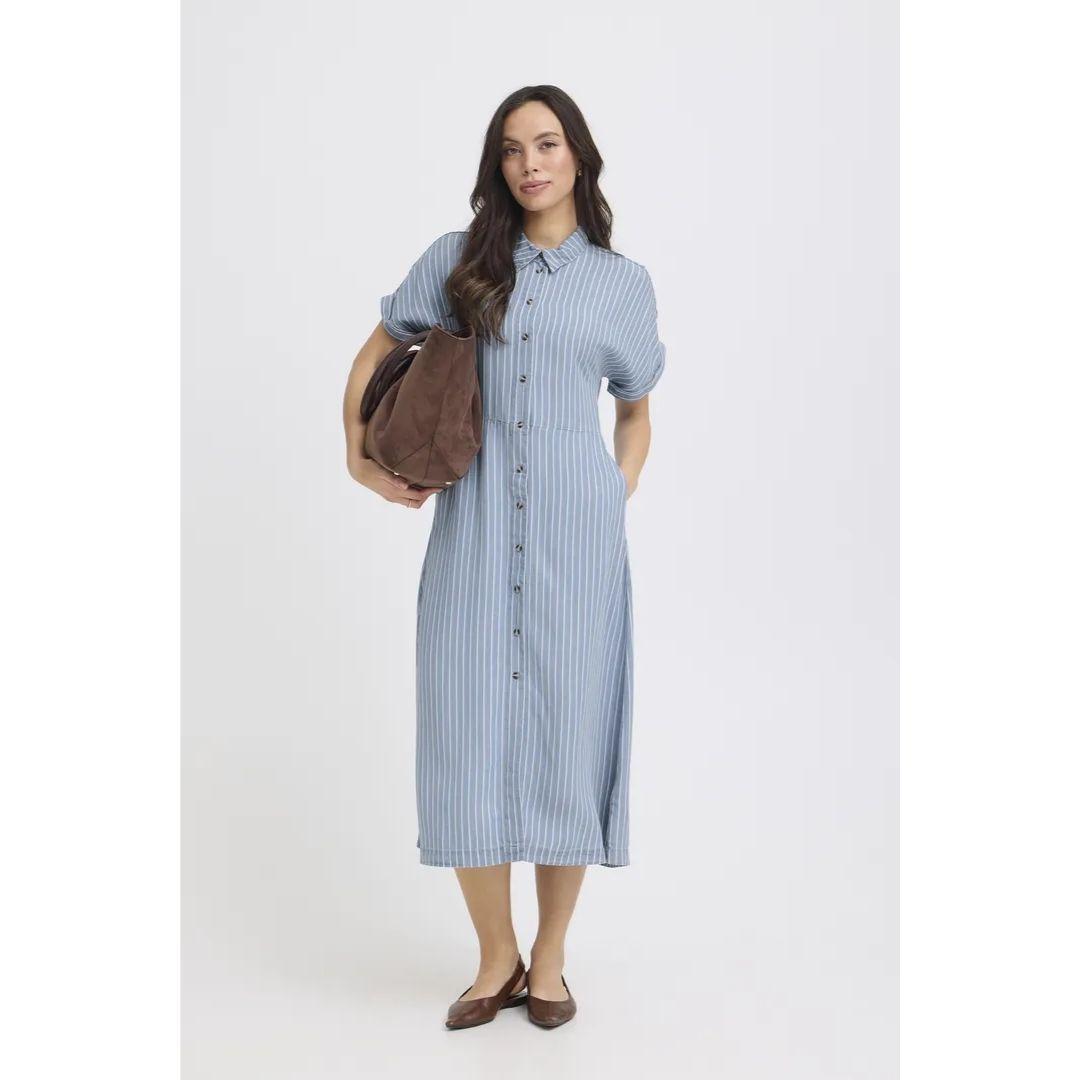 Kosmo Button Dress - 20818780 - Light Blue