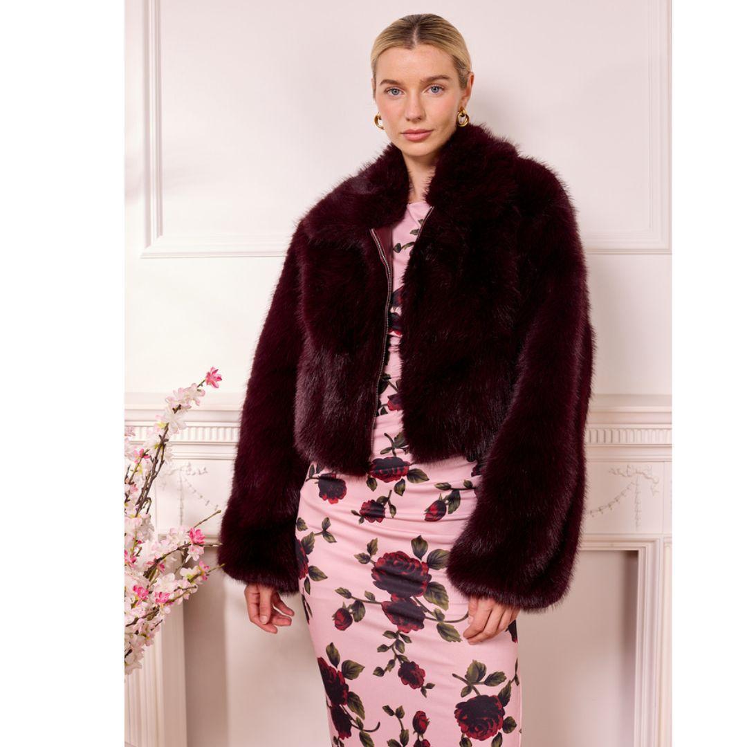 Goldleaf Faux Fur Jacket | M041941 | Dark Plum