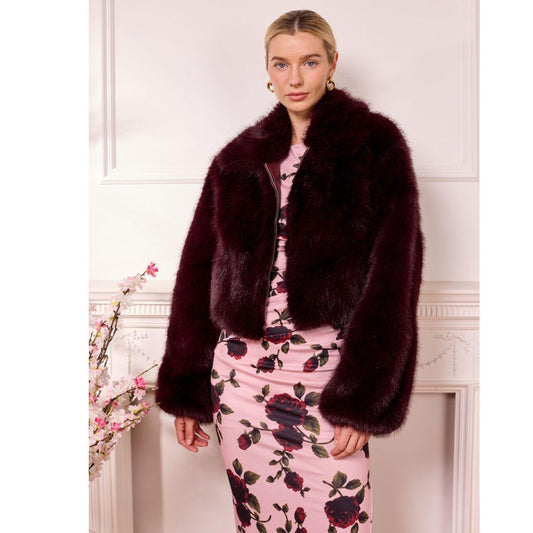 Goldleaf Faux Fur Jacket | M041941 | Dark Plum