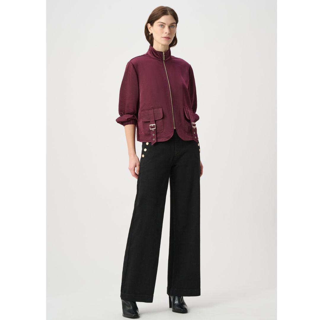 JOSEPH RIBKOFF Sailor Button Wide-Leg Jeans | 254919W26 | Black