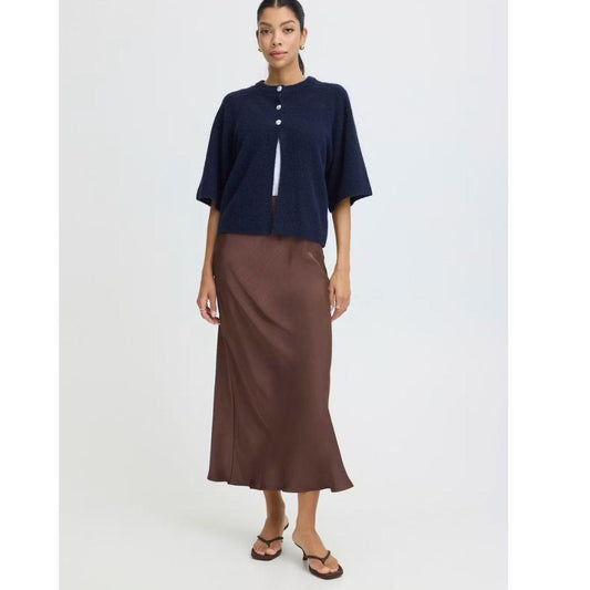 Dacanna Satin Midi Skirt | French Roast