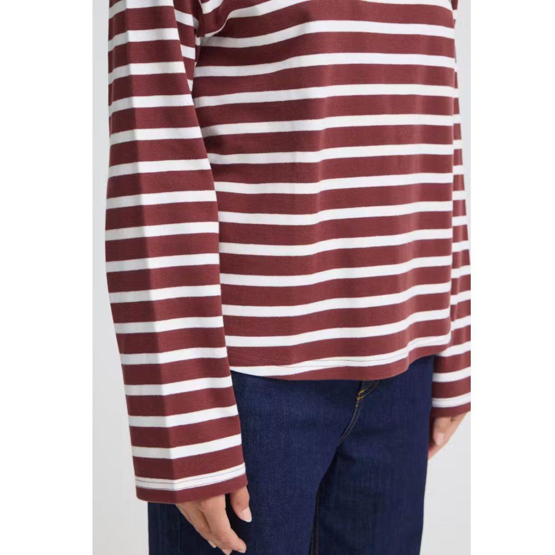 Bree Long Sleeve Stripe Top | Rum Raisin
