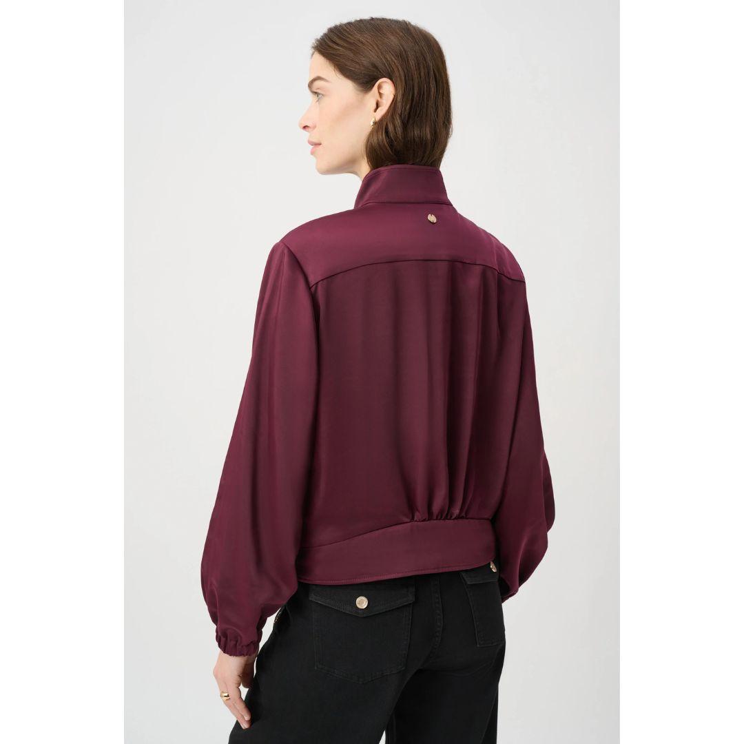 Joseph Ribkoff Satin Puff Sleeve Utility Jacket | Elderberry
