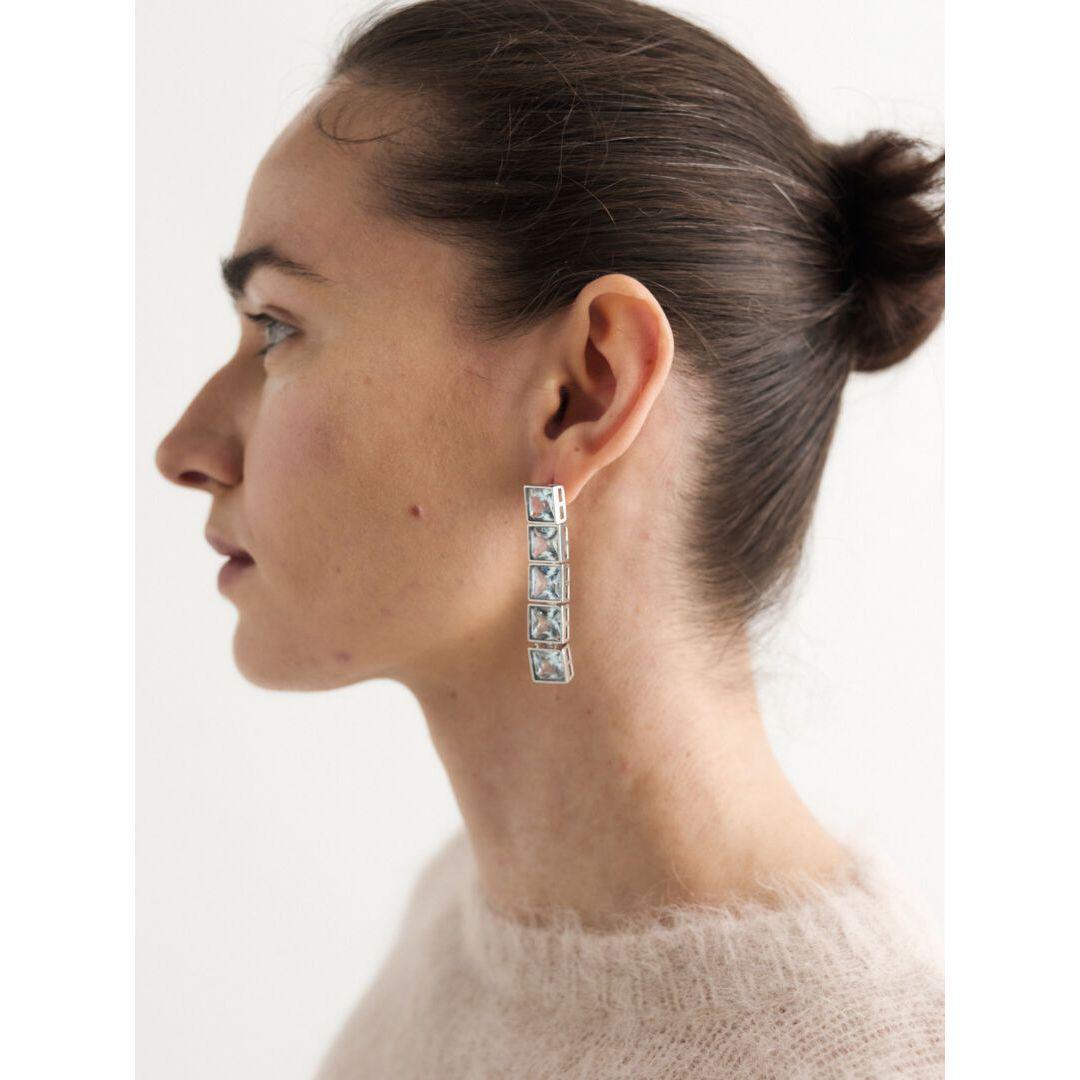 Sevan Square Rhinestone Drop Earrings