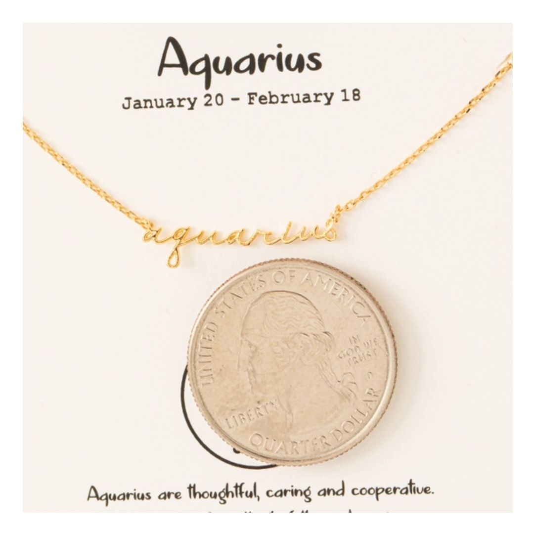 Handwritten Aquarius Constellation Pendant Necklace - Gold