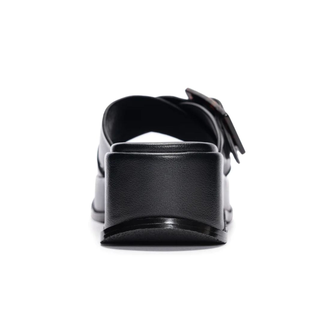 Clarke Tortoise Buckle Sandals - Black