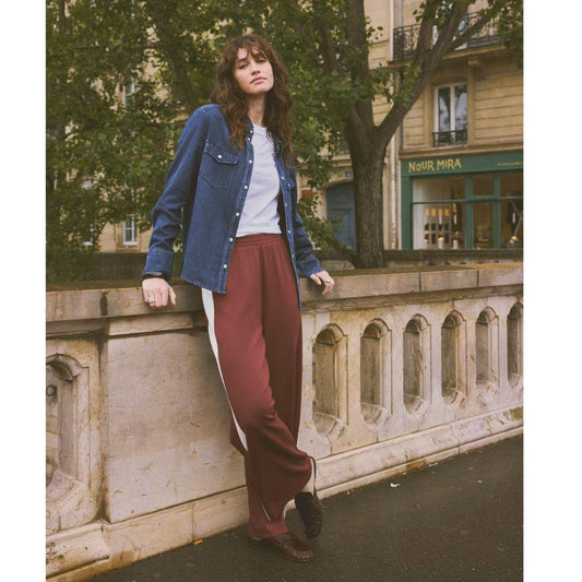 Aurora Stripe Travel Lounge Pants | Rum White Contrast