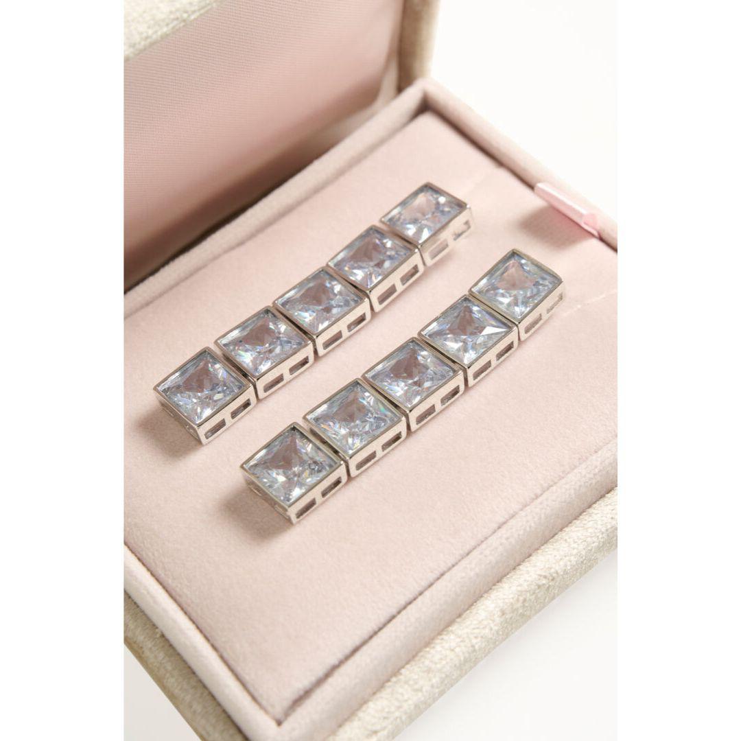Sevan Square Rhinestone Drop Earrings