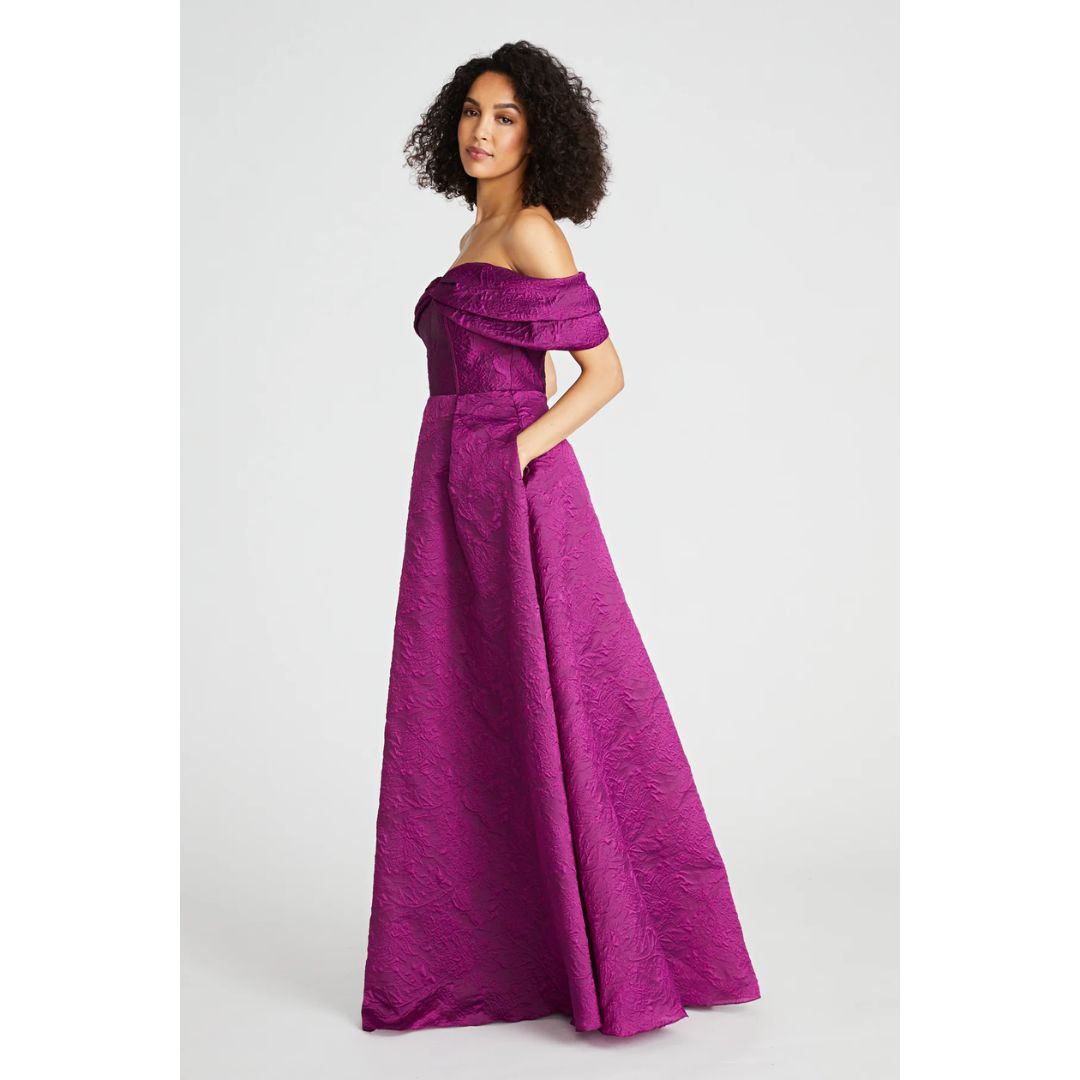Joelle Off The Shoulder Jacquard Gown