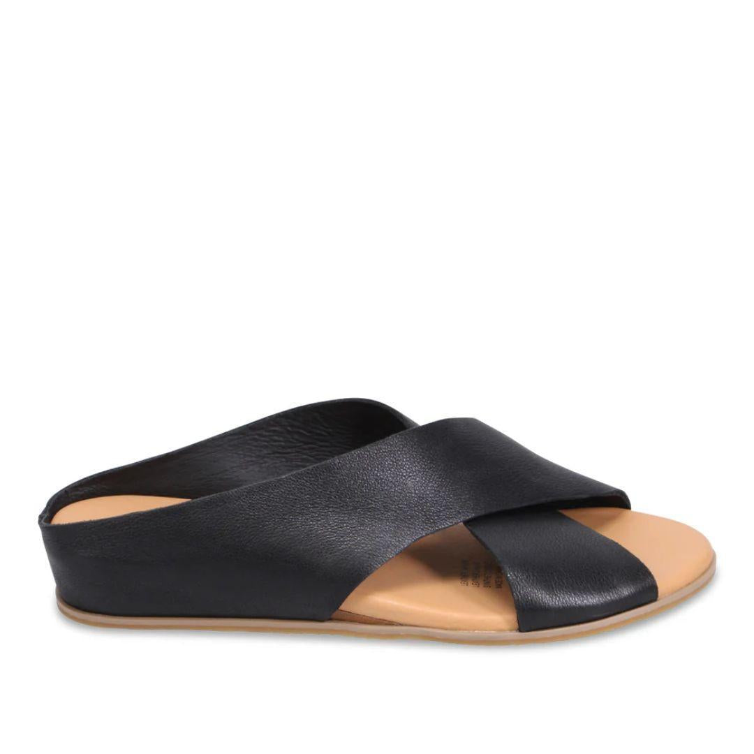 Harli Leather Crossover Sandal | Black