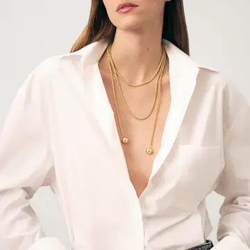 Audrey Lariat Rope Tassel Ball Chain Wrap Steel Necklace