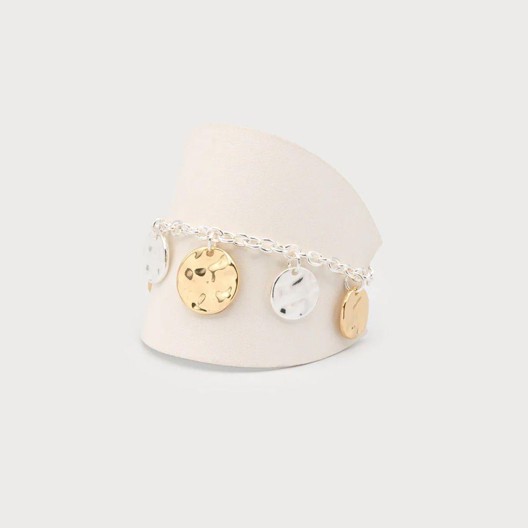 Hammered Disc Bracelet - 3342 - Silver