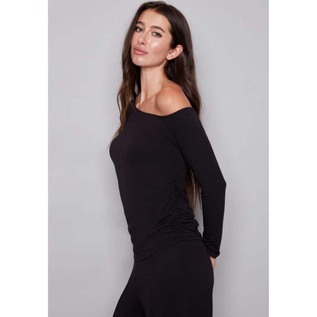 Claude Provence Drop-Shoulder Top - Black