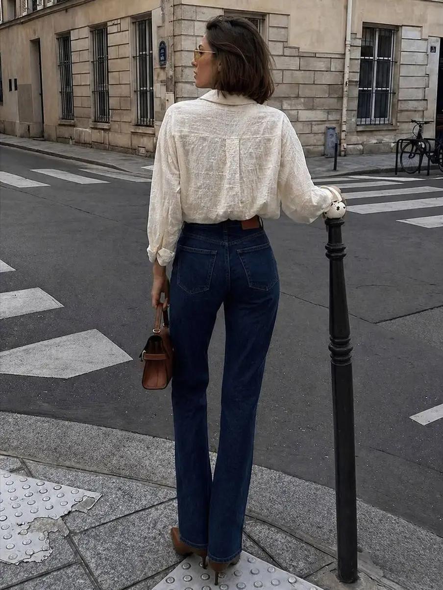Crinkle-Texture Shirt with Wide Cuffs | Cream
