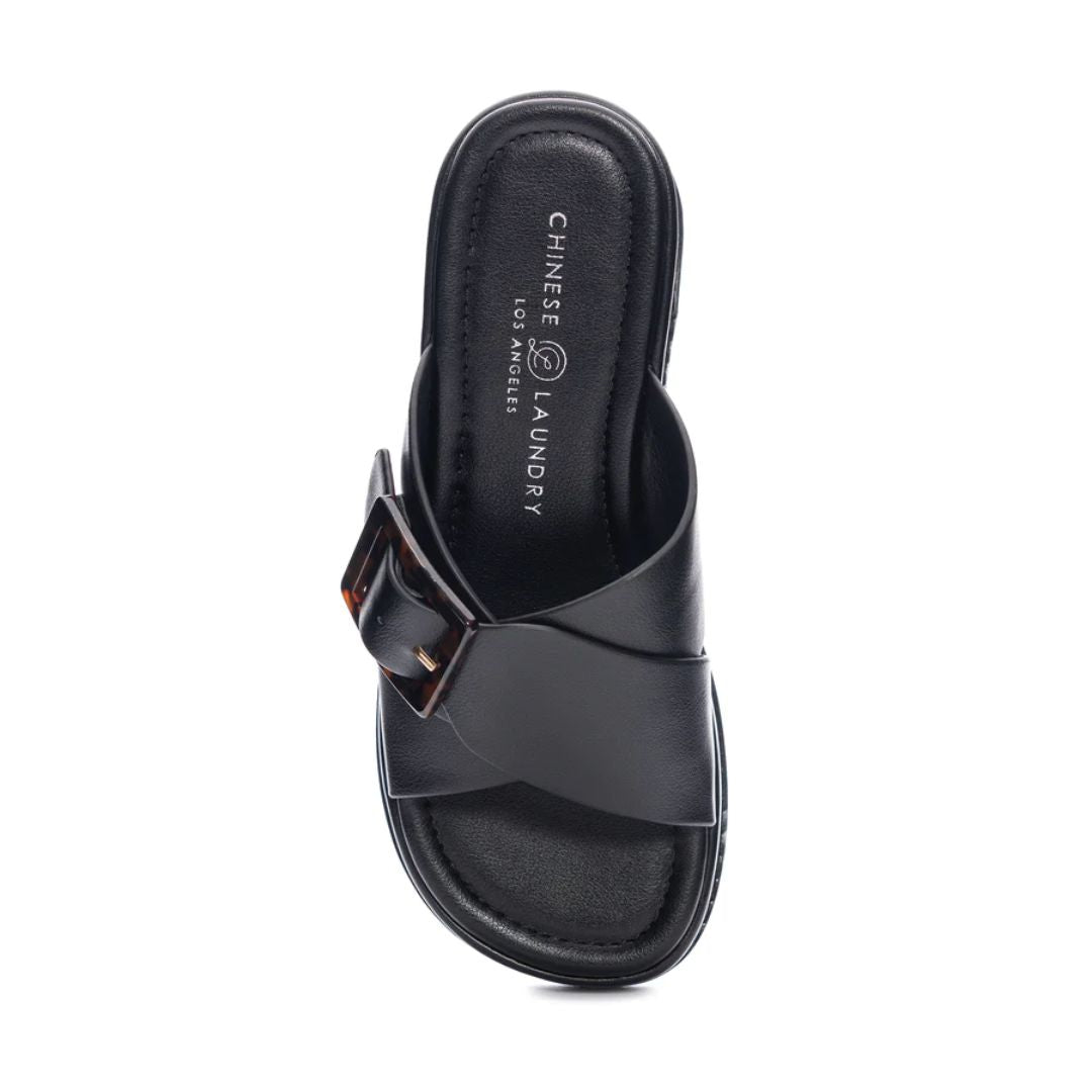 Clarke Tortoise Buckle Sandals - Black