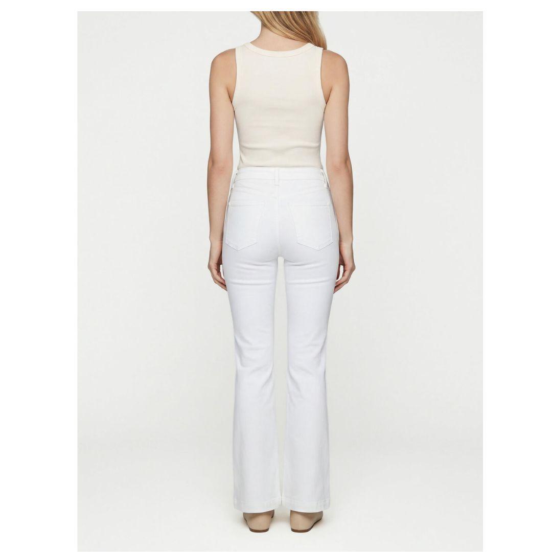 Avery High Rise Trouser Leg Jeans - White