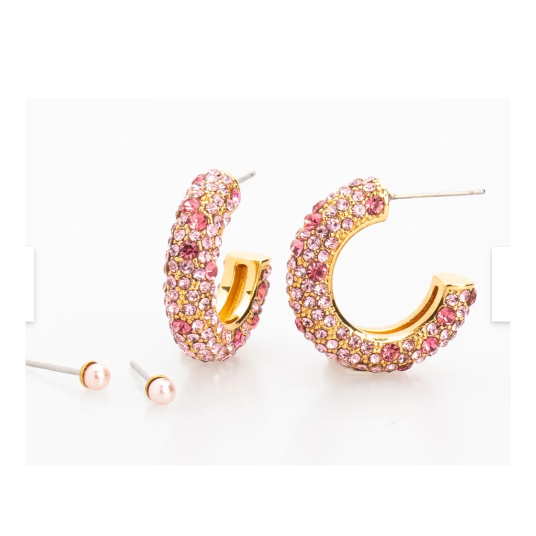 Alicia Crystal Hoop Duet Earrings - Violet & Brooks - Multi Options
