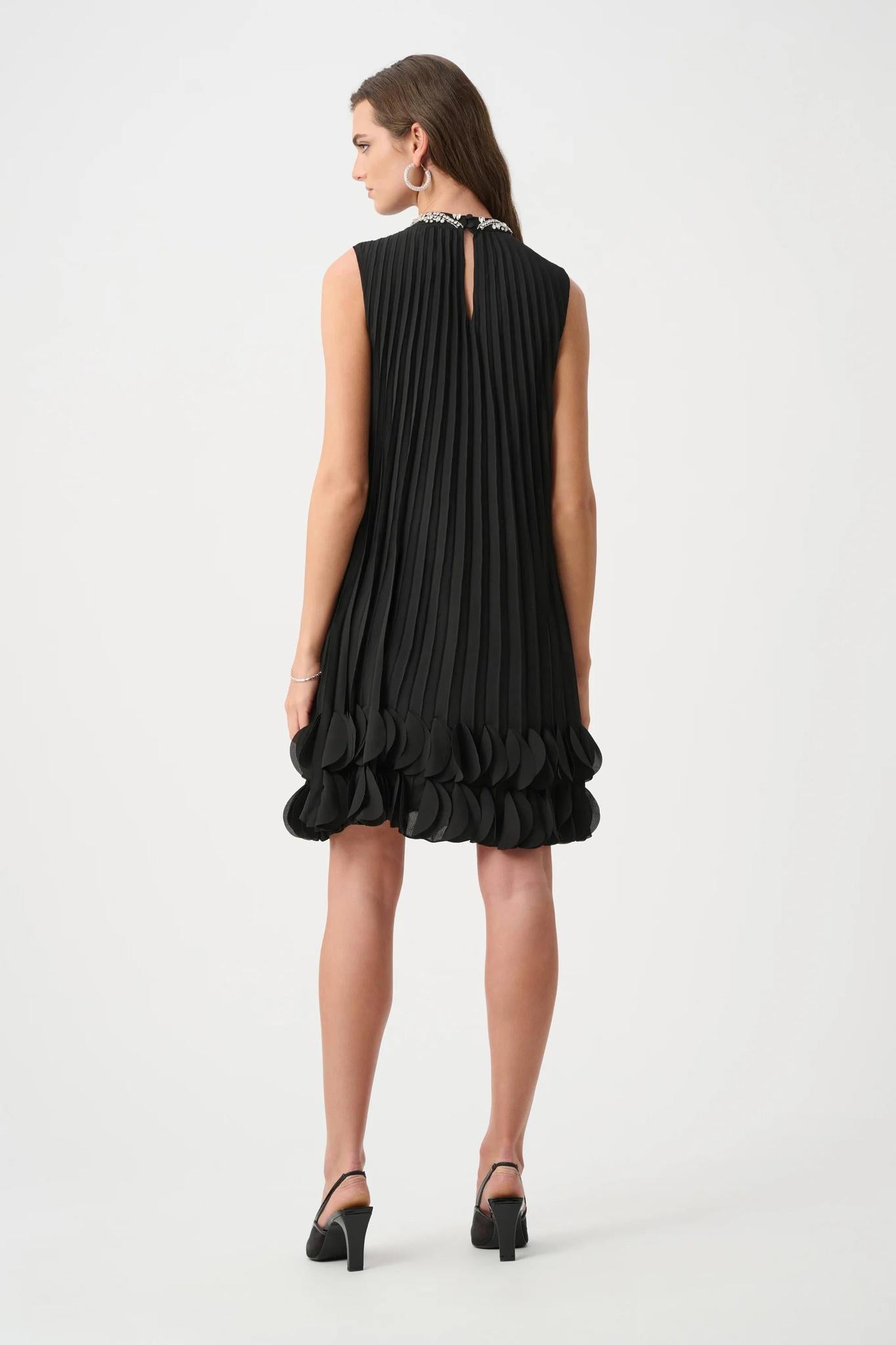 Pleated Georgette Embellished A-Line Dress