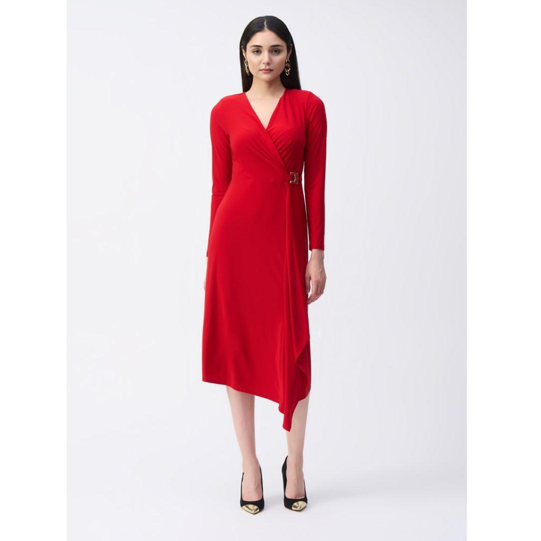 Silky Knit Wrap Dress - 243282 - Red