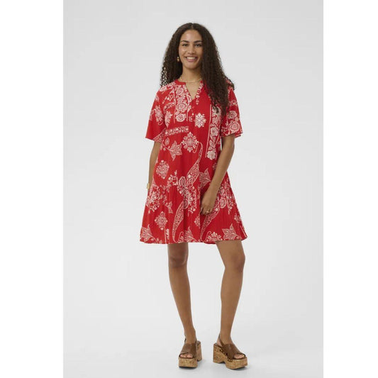 Gianna Short Dress - 10614857 - Red Ethnic Print