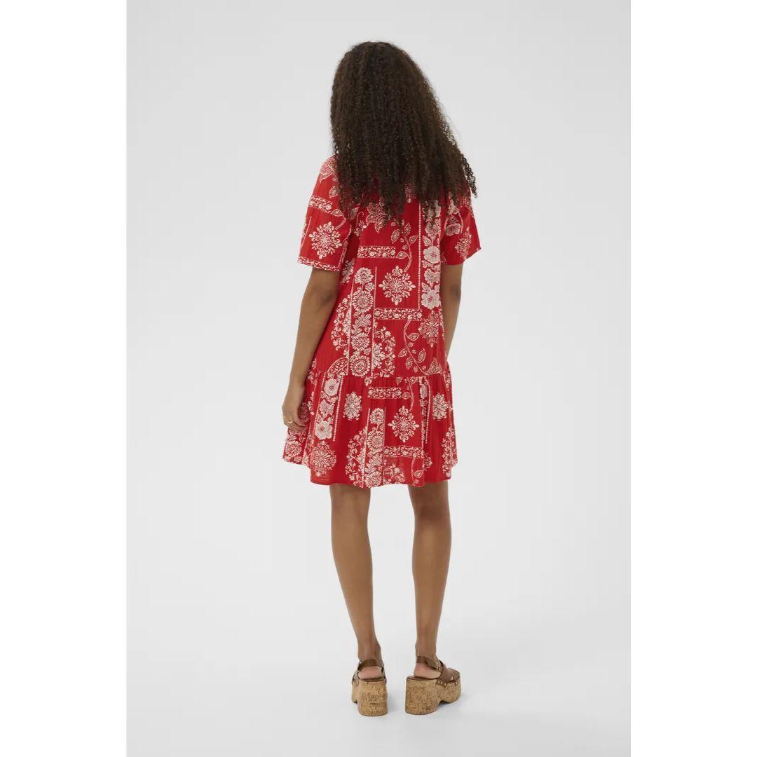 Gianna Short Dress - 10614857 - Red Ethnic Print