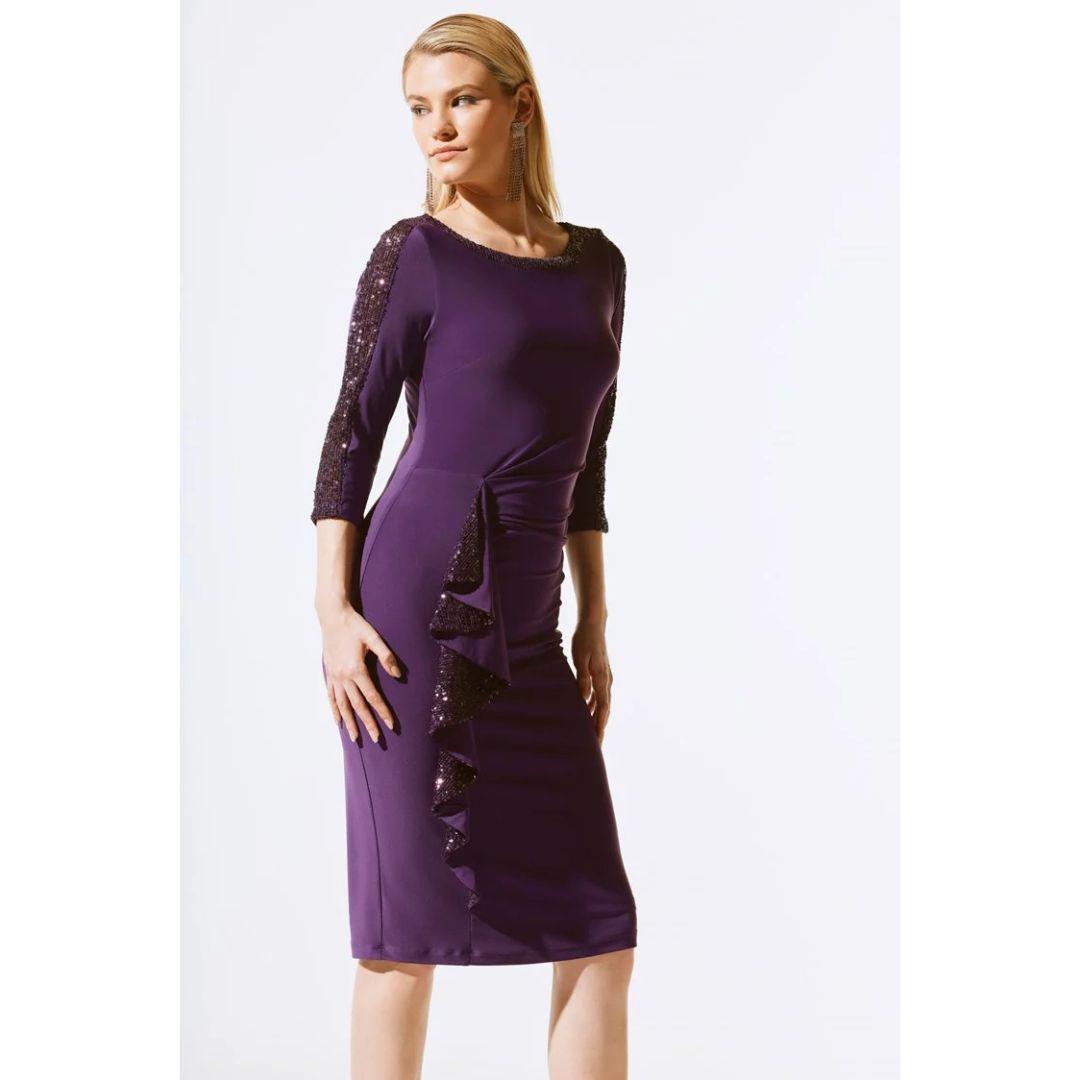 Silky Knit And Sequins Sheath Dress - 243702 - Blackcurrant