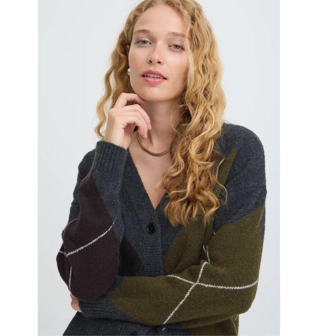 BYOUNG Osmilla Argyle Cardigan | 20819496 | Grey Multi