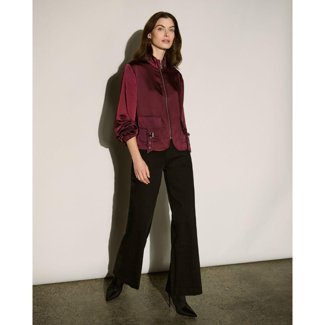 JOSEPH RIBKOFF Sailor Button Wide-Leg Jeans | 254919W26 | Black