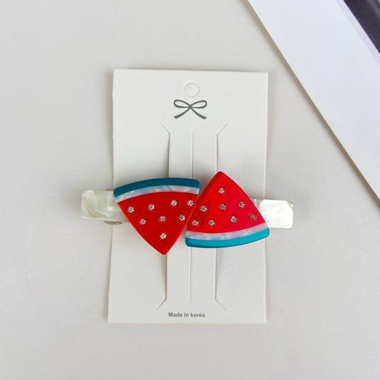 Fruit Rhinestone Hollow Hair clips - Watermelon