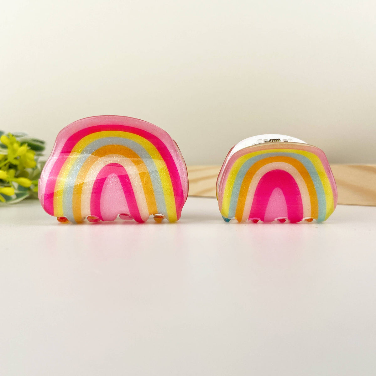 Fruit Rainbow Fun Hair Clip - Smiley Face - Pink Yellow