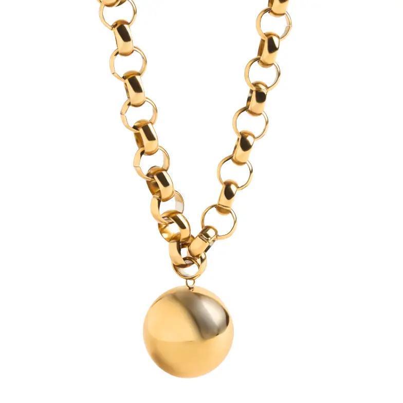 Aalia the Ball and Chain Sphere Necklace | Gold