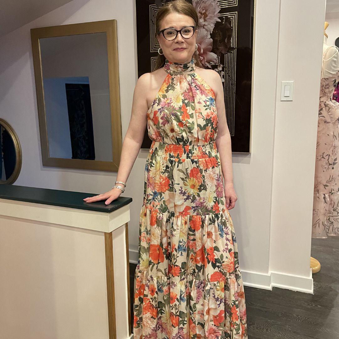 Romantic Floral Halter Dress - IDO14720 - Floral Garden