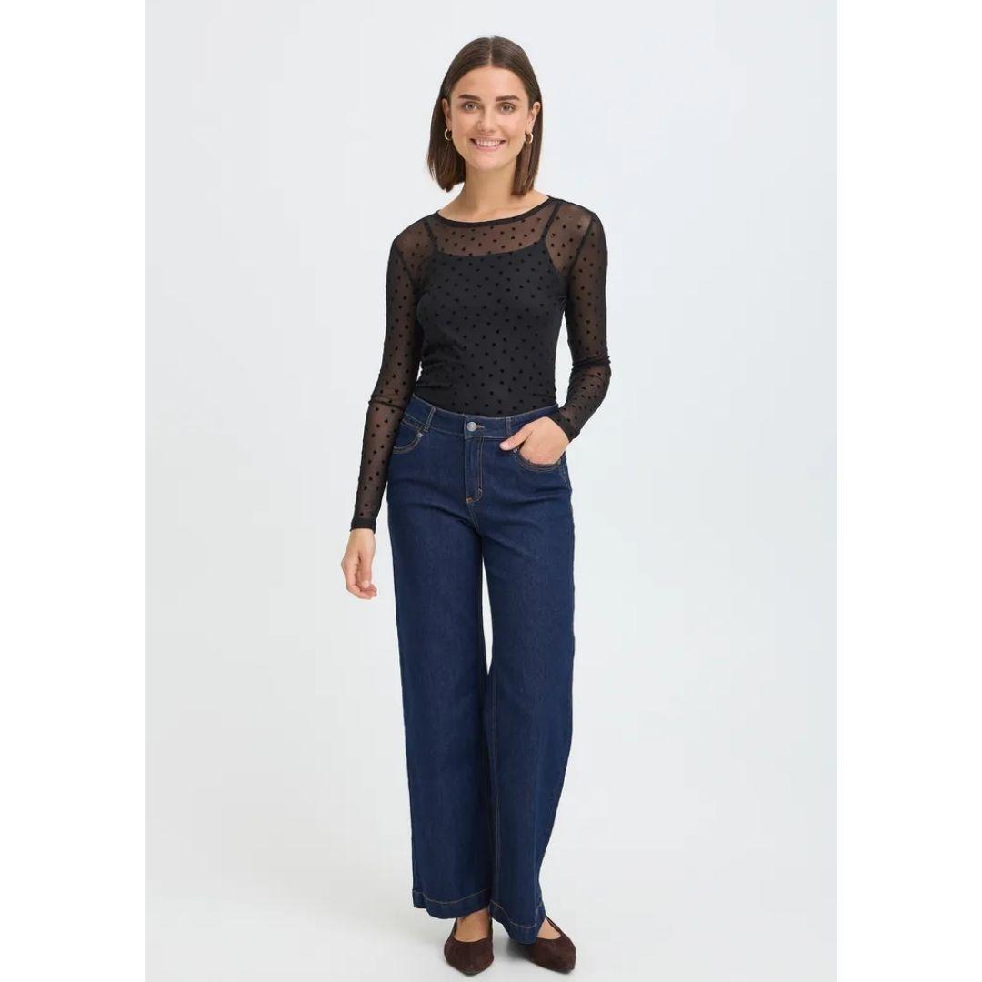 FRANSA Deta Sheer Long Sleeve Top | 20610740