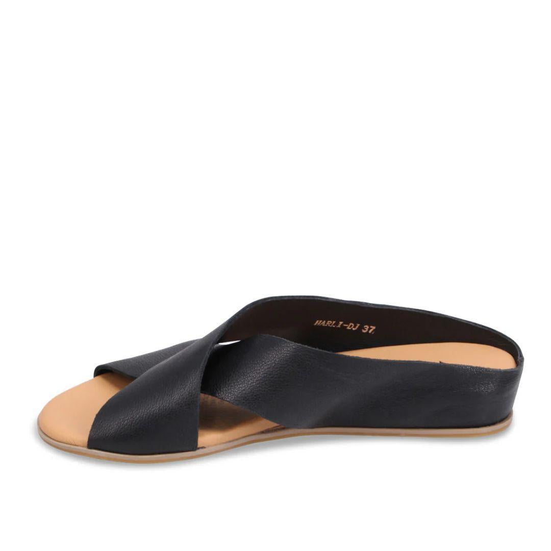 Harli Leather Crossover Sandal | Black