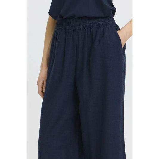 Falakka Crop Linen Pants - Copenhagen Night