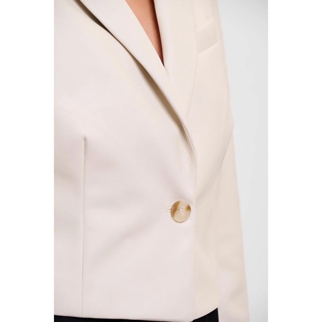 Olwin Faux Leather Cropped Blazer Jacket