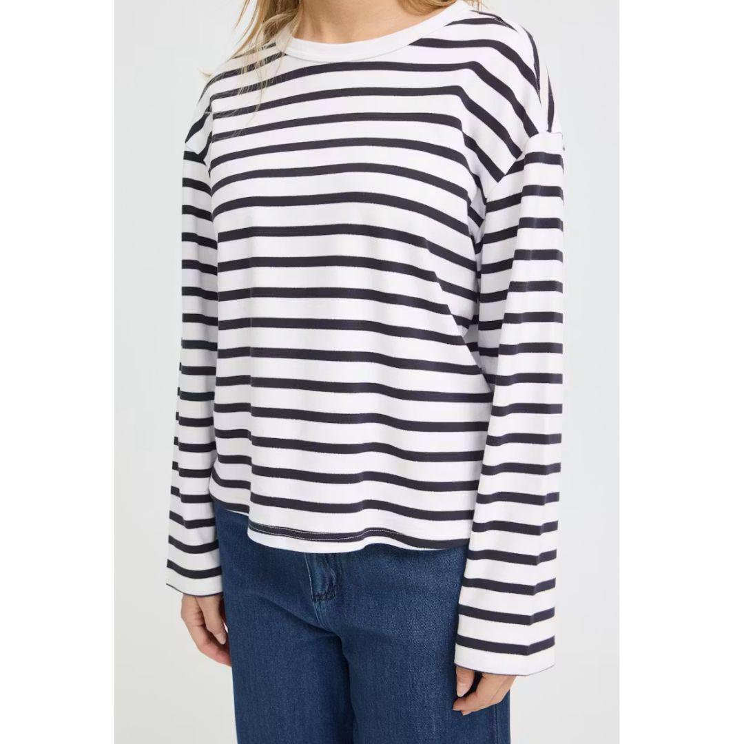 Bree Long Sleeve Top | Navy Stripe