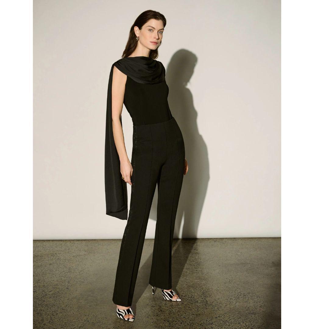 JOSEPH RIBKOFF Flared Pants with Rhinestones | 264074 | Black