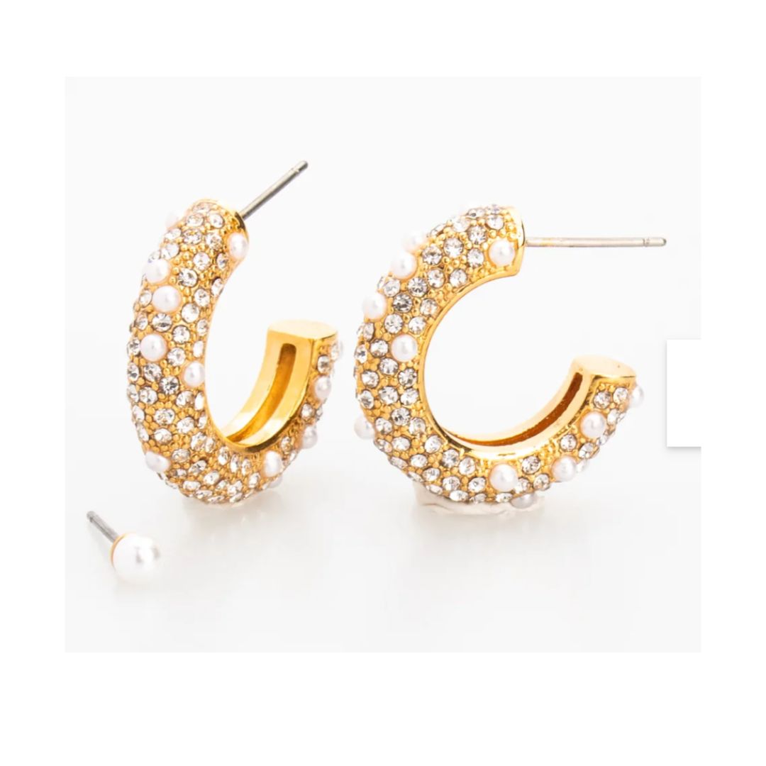 Alicia Crystal Hoop Duet Earrings - Violet & Brooks - Multi Options