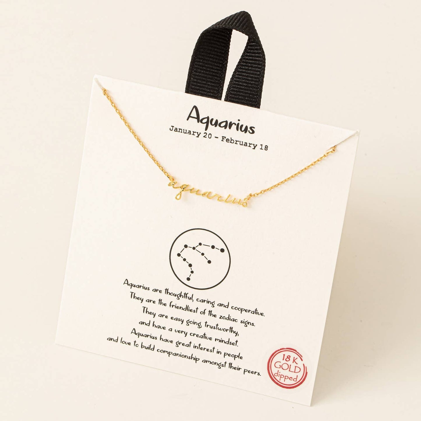 Handwritten Aquarius Constellation Pendant Necklace - Gold