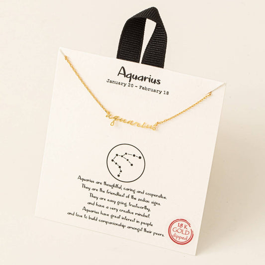 Handwritten Aquarius Constellation Pendant Necklace - Gold