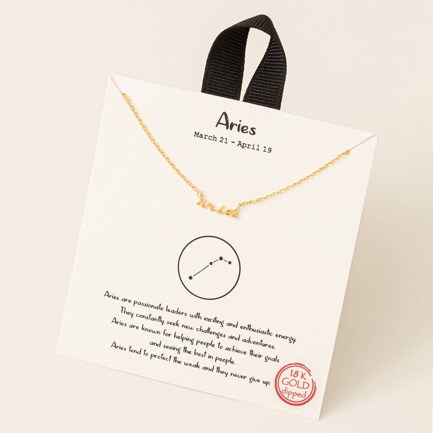 Handwritten Aries Constellation Pendant Necklace - Gold