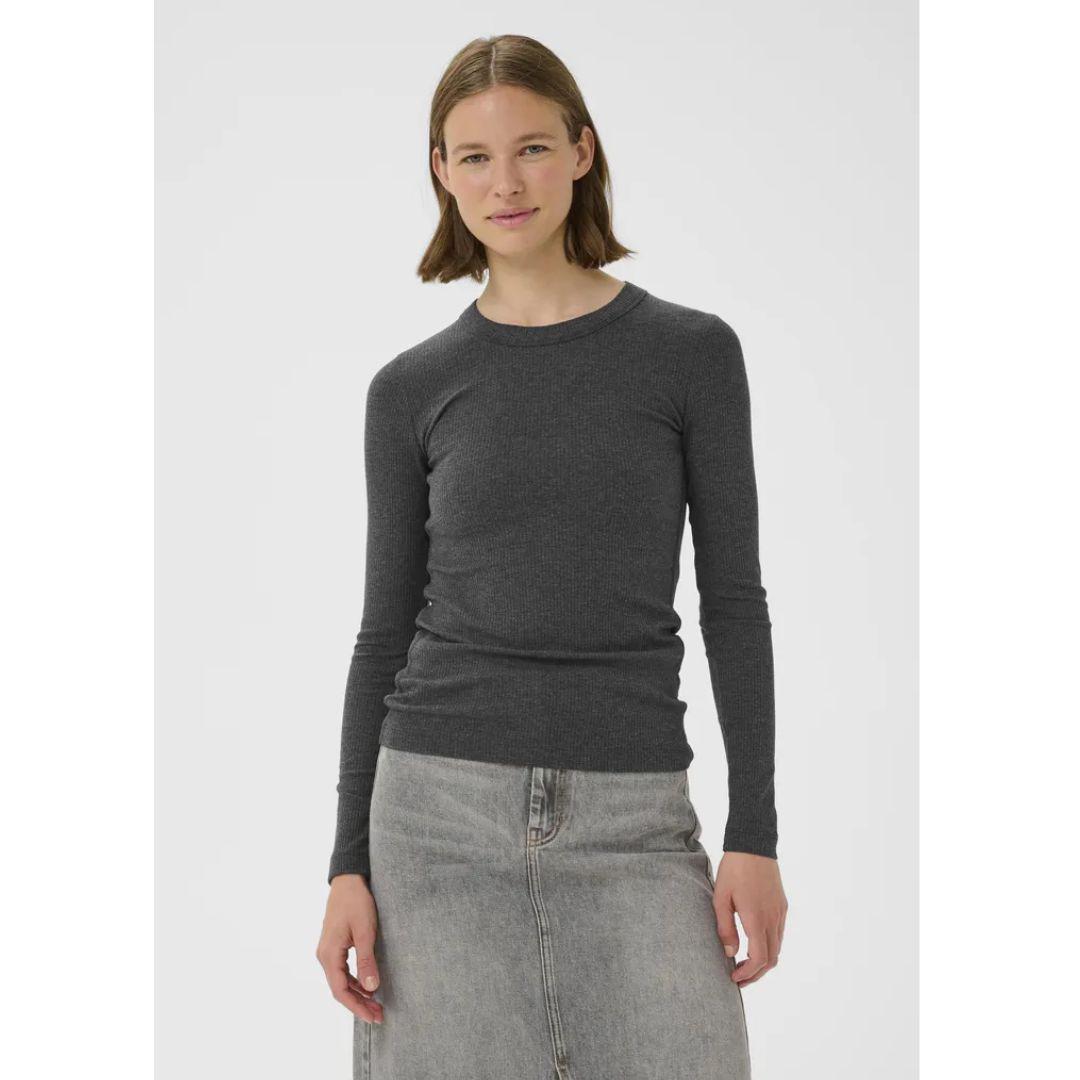 Dagna Long Sleeve Ribbed Shirt