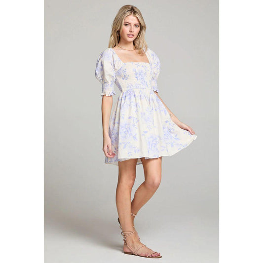 Floras Mini Floral Dress - Bluebell