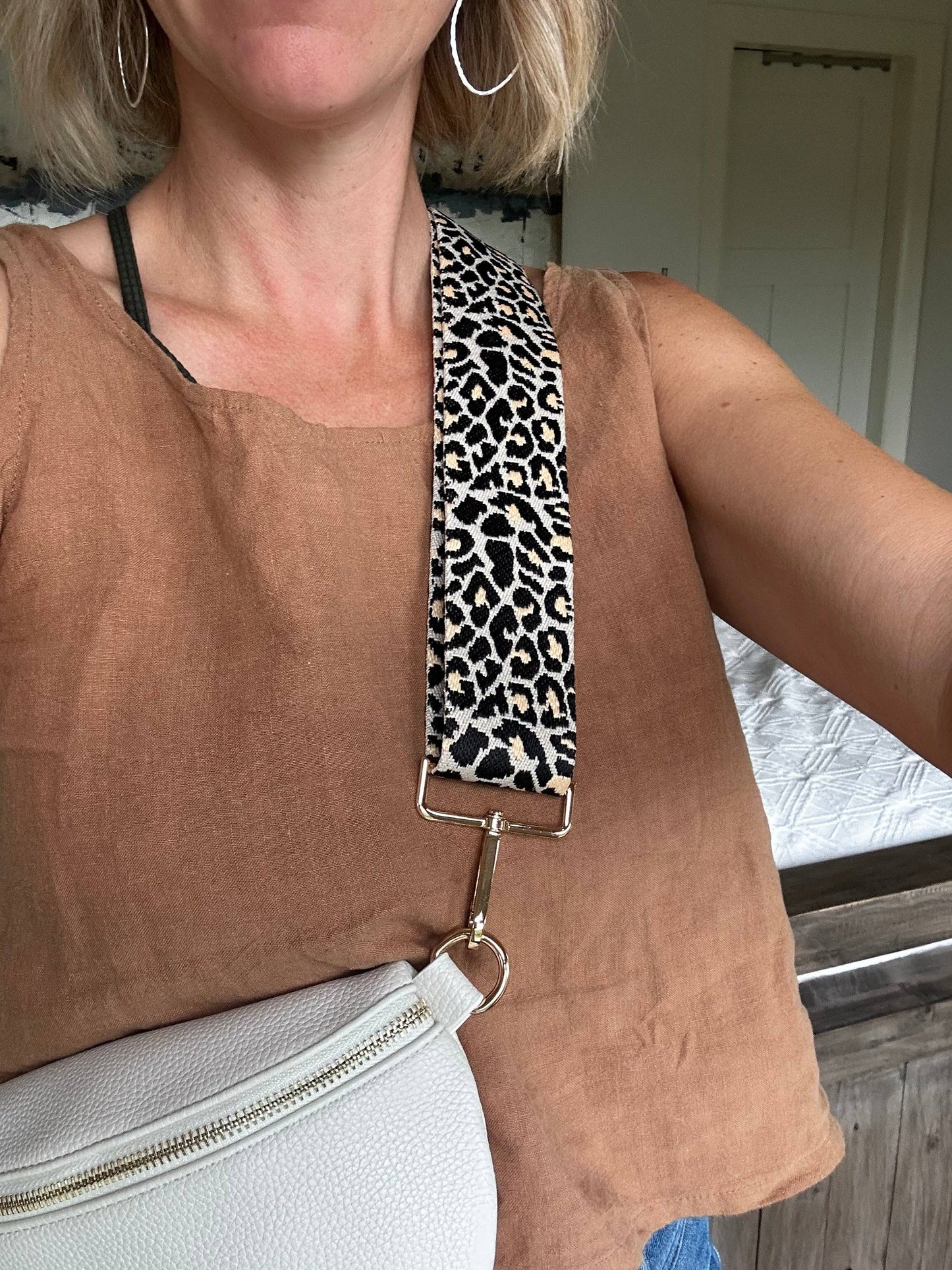 Faux Leather Crossbody Bag - White Cream