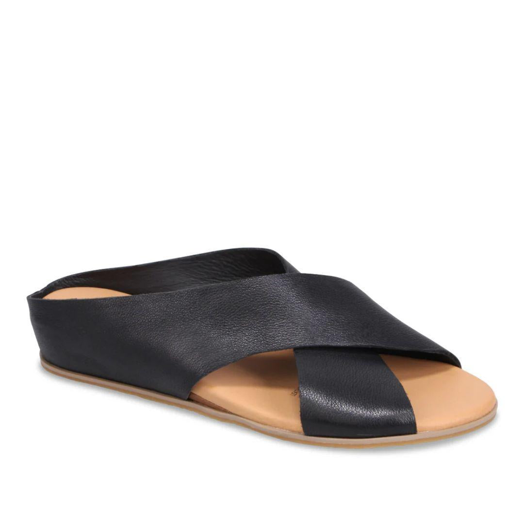 Harli Leather Crossover Sandal | Black